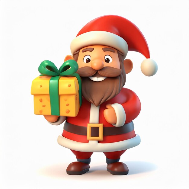 3d male santa clause with gift in hand