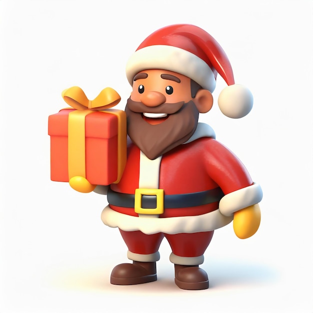 3d male santa clause with gift in hand