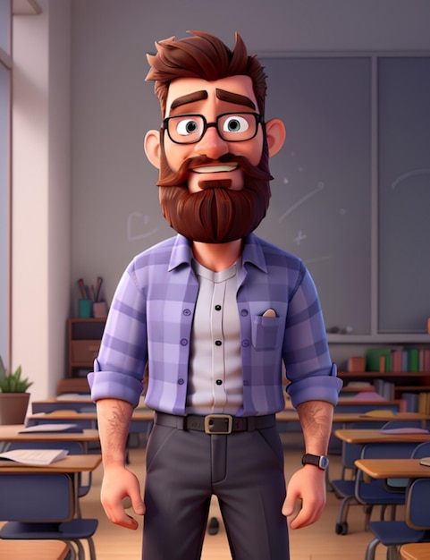 Foto carattere dell'insegnante maschio 3d