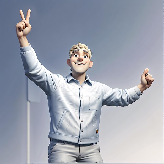 3d man celebrating a victory