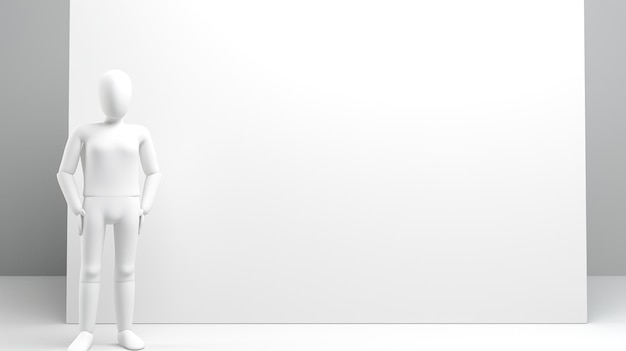 Фото 3d-человек с белой доской для вставки текстовых изображений, используемых при создании объявлений