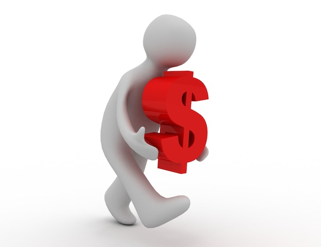 3d man icon running with a dollar sign . 3d rendered illustration