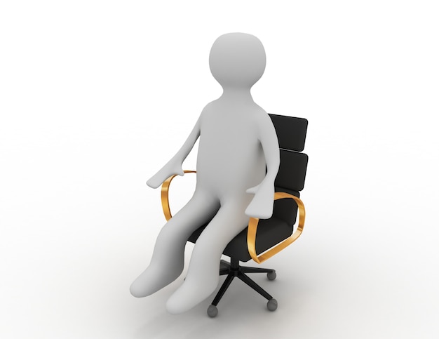 3d man sitting on business chair