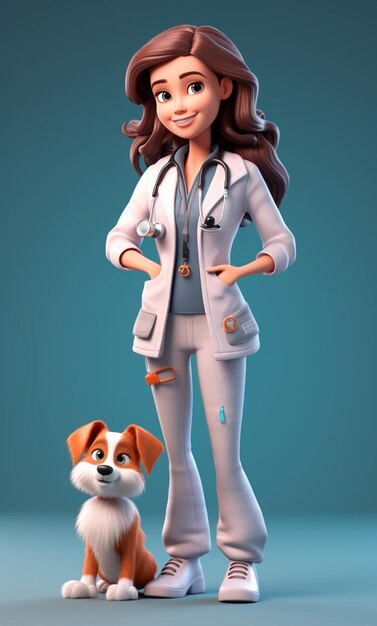 3d man veterinarian cartoon character