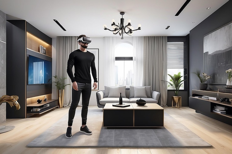Фотография 3d-человек виртуальная реальность дизайн интерьера крутой стиль одежды