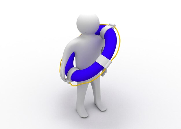 3d man with life preserver