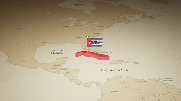 Mappa 3d che celebra il giorno dell'indipendenza di cuba