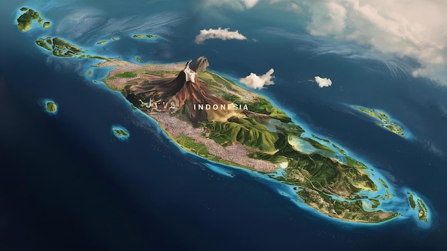 Photo 3d map of indonesia