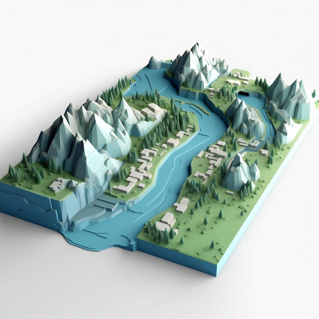 A 3d map of a river with the word " l'on it.