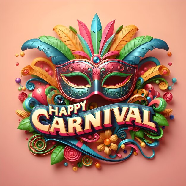 Photo 3d mardi gras carnival poster