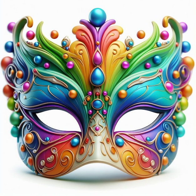 3D-masker voor carnaval op een geïsoleerde witte achtergrond