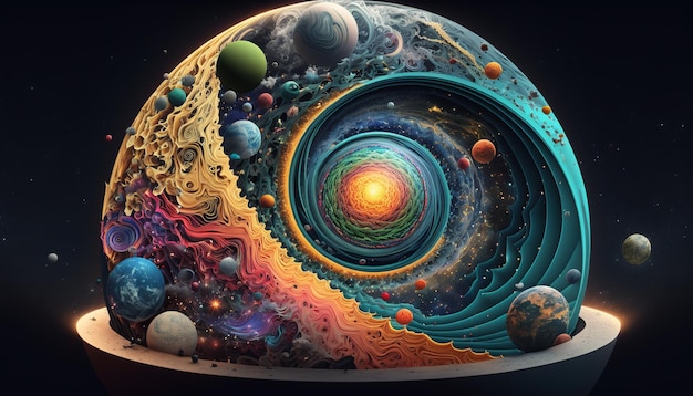 3D Mathematical Representation of The Universe. AI generative.