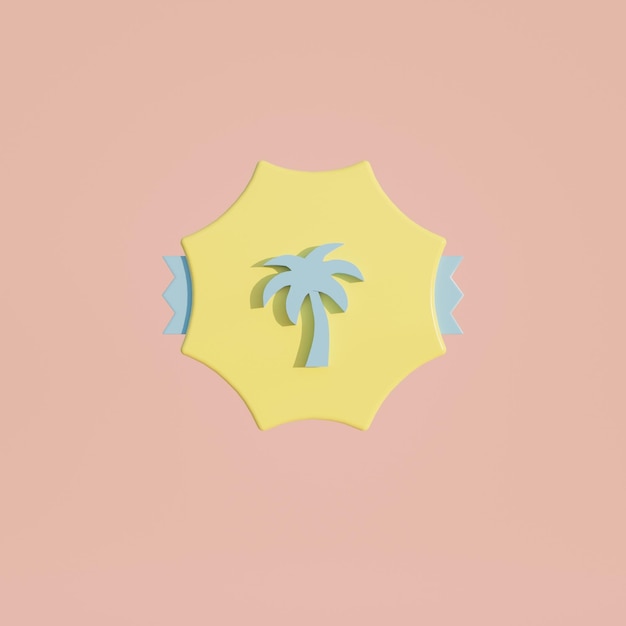3d medal coin with palm tree icon