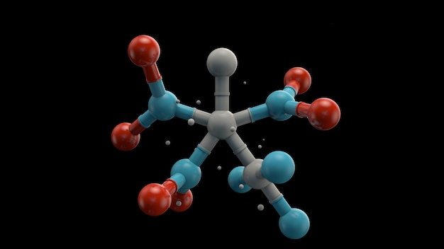 抽象的な単一の孤立した分子構造を持つ3D医学的背景。化学または科学の抽象的な概念。中心の構成。