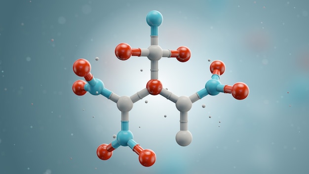 Foto fondo medico 3d con struttura astratta della singola molecola. chimica o concetto astratto di scienza. composizione centrata.