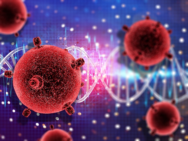 3D medical background with abstract virus cells