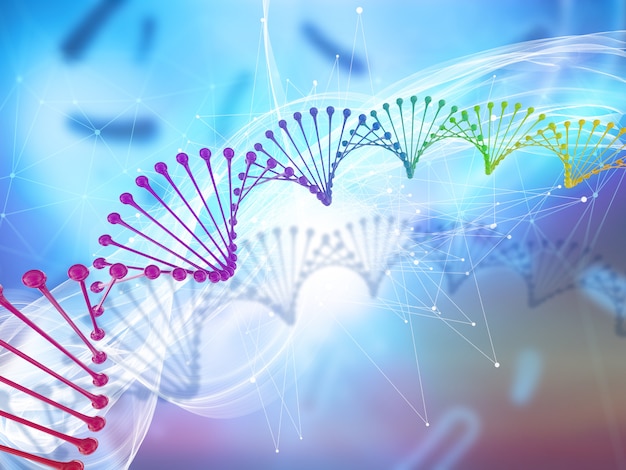 3D medical background with colourful DNA strand