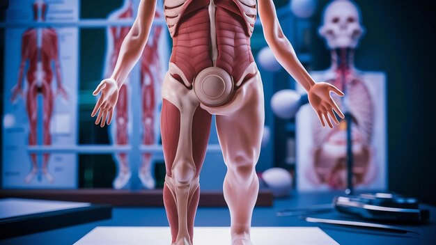 Foto 3d medical figure showing trunk rotation