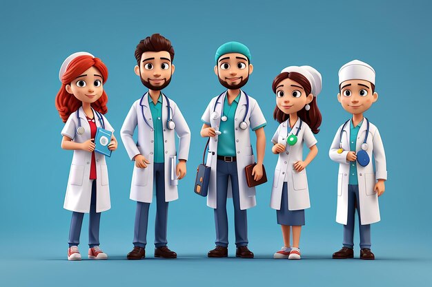 3D Medical Icon Set Diverse Healthcare Team