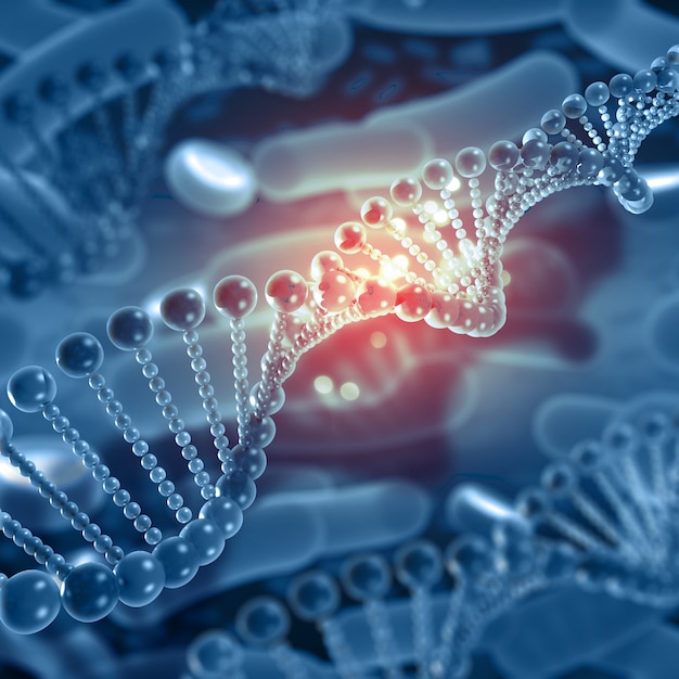 3D medische achtergrond met DNA-strengen