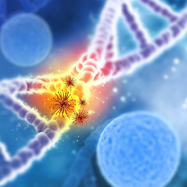 3D medische achtergrond met viruscellen