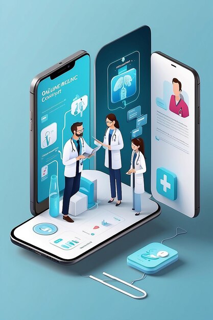 3d medische concept van online consult dokter gezondheidszorg app online geneeskunde gezondheidszorg