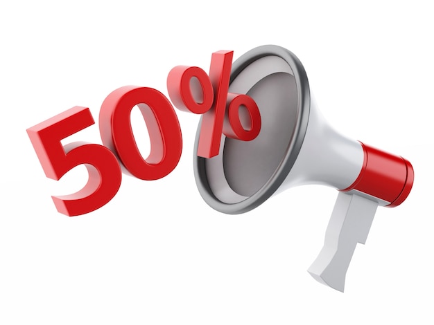 3d Megaphone with percent discounts.