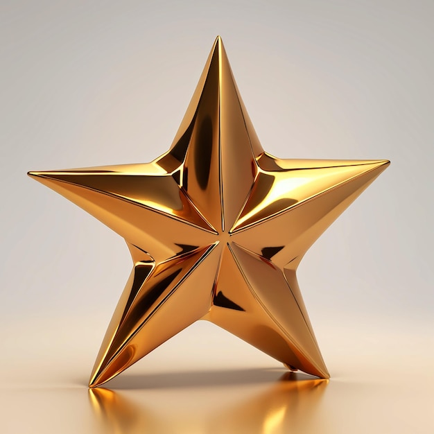 3d металлическая золотая звезда изолирована
