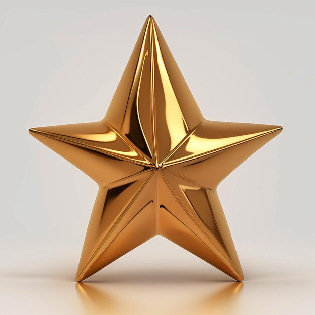 3d metal gold star isolated