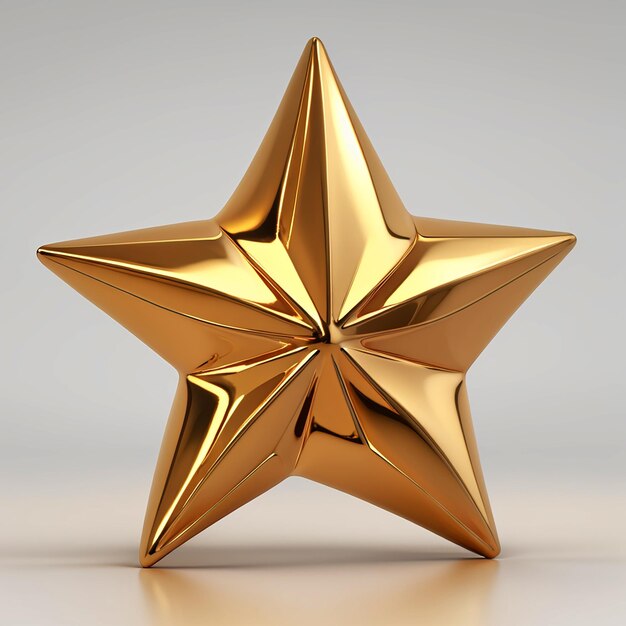 3d metal gold star isolated