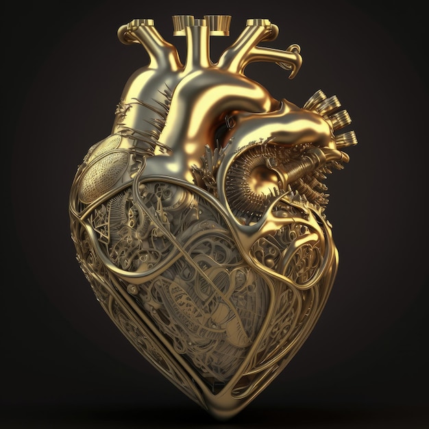 Foto modello di cuore in metallo 3d generato dall'ia