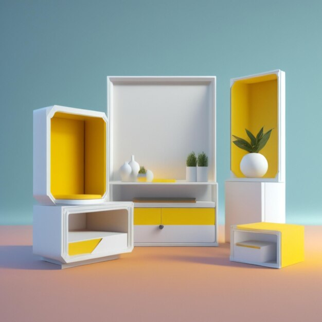 3D-meubelmodel 1 set AI Generatief
