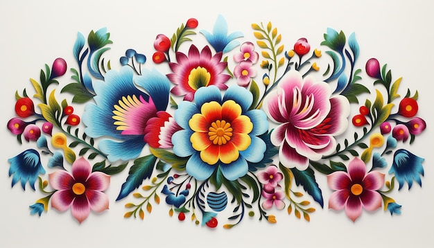 白い背景に 3 D メキシコ刺繍エディトリアル イラスト パターン
