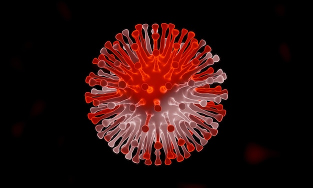 3D microscopisch COVID19-virus. Deltacron-variant. Coronavirus mutatie. Wereldwijde gezondheidscrisis.