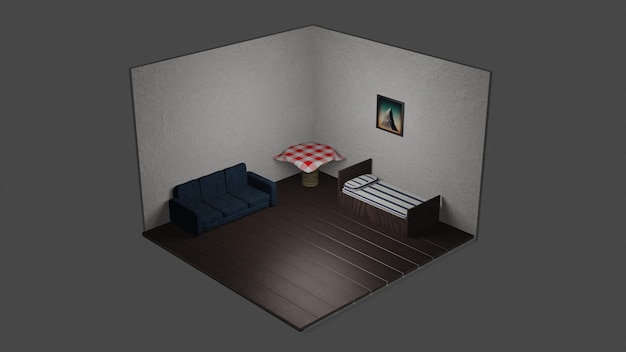 Photo 3d mini modern room