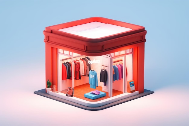 3D 미니 스토어 배경 온라인 쇼핑 개념 생성 AI