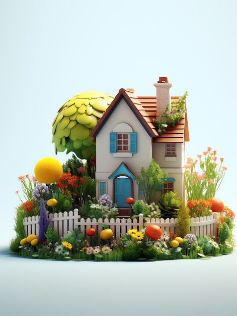 3d mini village plant flower