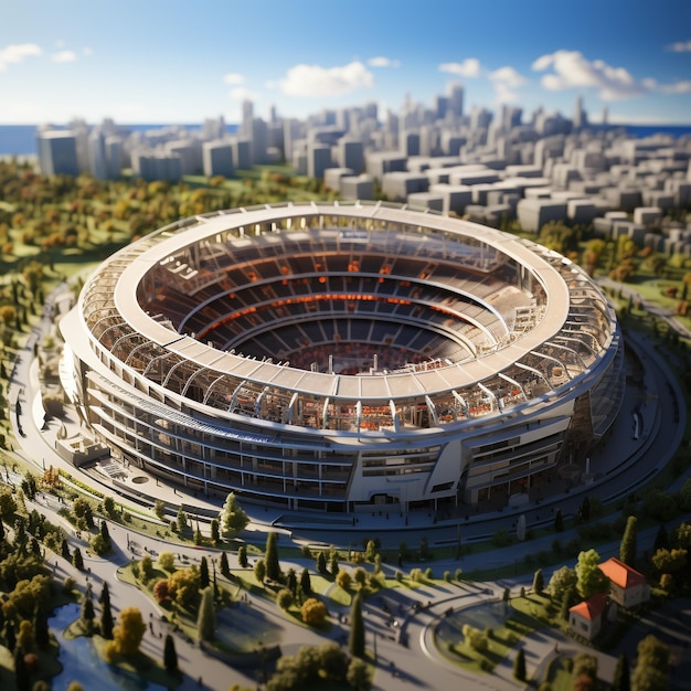 Foto modello in miniatura 3d dello stadio