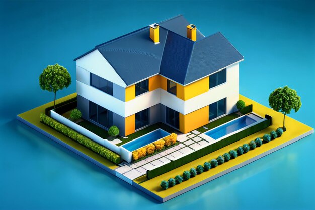 3d miniature real estate concept modern house