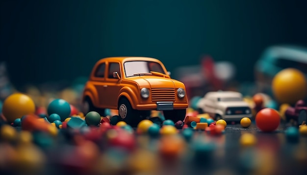3D Minimaal speelgoed Kleurrijke achtergrond en positief vibesthema