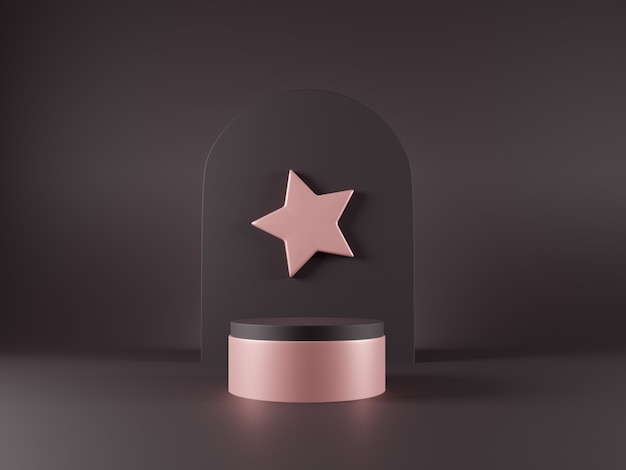 3d minimal design scene with pink podium and star.