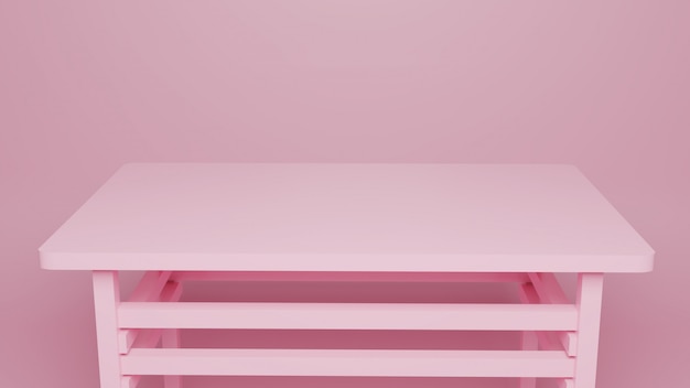 3d minimal empty pink table