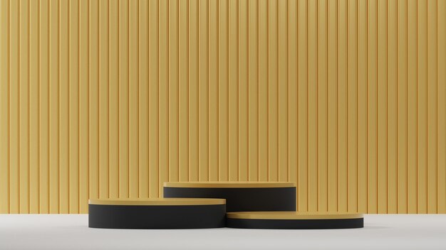 写真 3d ミニマル ゴールド ブラック ポディウム ディスプレイ プロダクト ショーケース 豪華 空き プレゼンテーション ペデステル