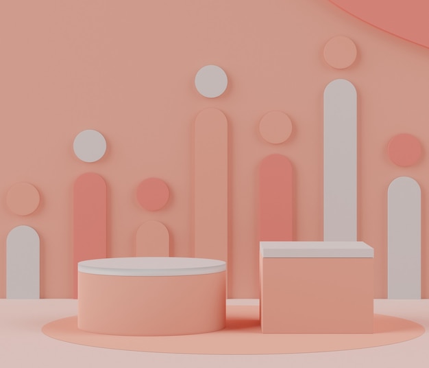 3D Minimal pastel podium and geometric shapes 