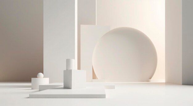 3D minimal podium room with simple shapes