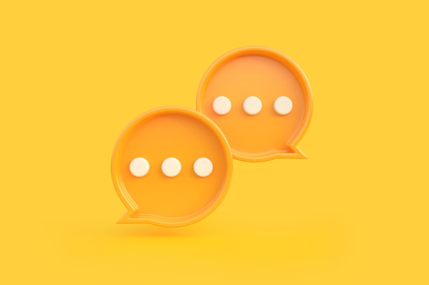 Photo 3d minimal round yellow chat bubbles isolated on yellow background speech bubble icon 3d render