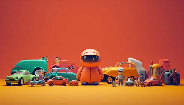 Photo 3d minimal toys colorful background and positive vibes theme