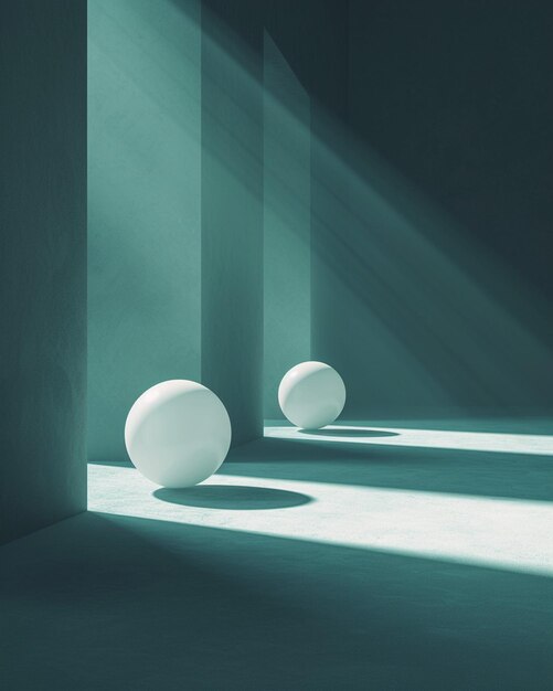 a 3D minimalist design with abstract light and shadow play