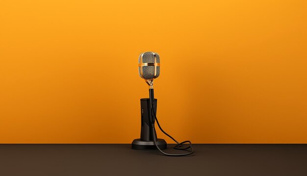 A 3d minimalist graphic of a microphone against a backdrop of a civil rights march