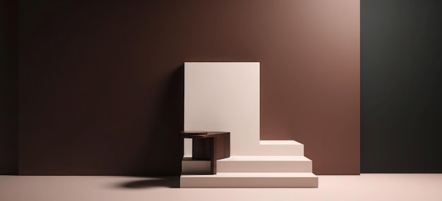 3D minimalist podium room with simple shapes